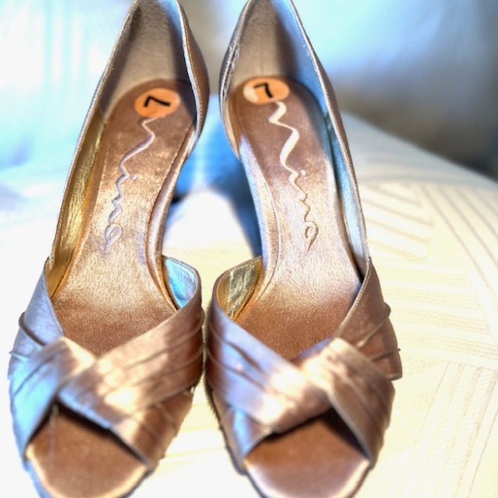 Gold Fabric Heels